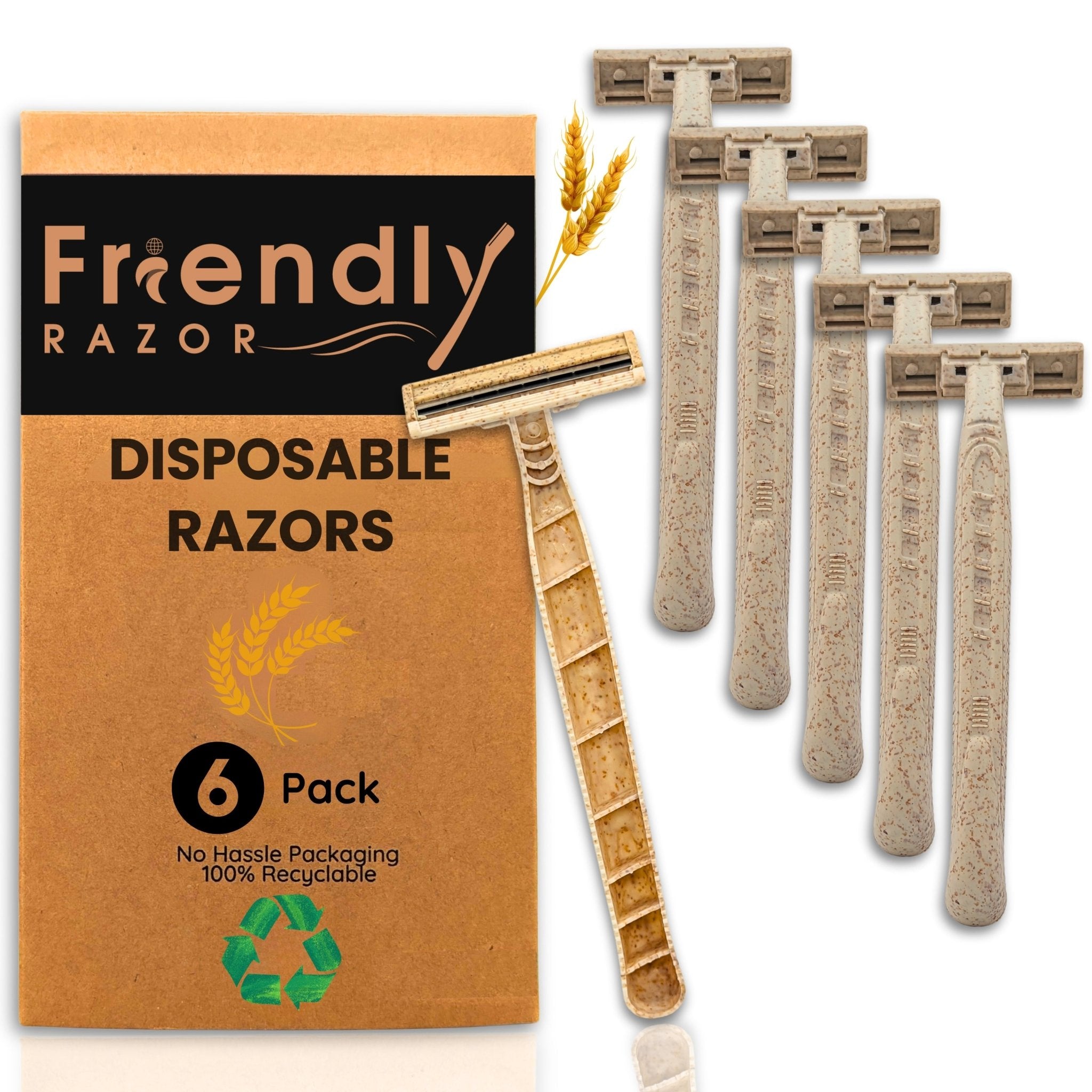 Spurs Razor 6-Pack Eco-Friendly Wheatstraw Razors - For Men & Women – Friendly Razor