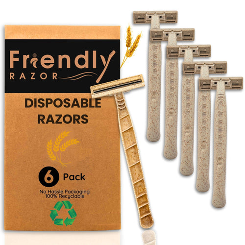 6-Pack Eco-Friendly Wheatstraw Razors - For Men & Women
