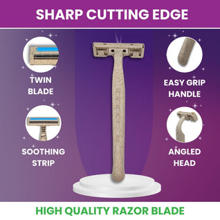 6-Pack Eco-Friendly Wheatstraw Razors - For Men & Women + Strip