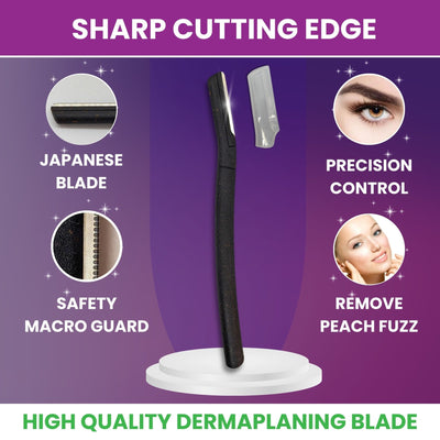 Eco - Conscious 3 Pack Coffee Dermaplaning Blades for Facial Use - Purple Mallet