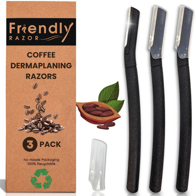 Eco - Conscious 3 Pack Coffee Dermaplaning Blades for Facial Use - Purple Mallet